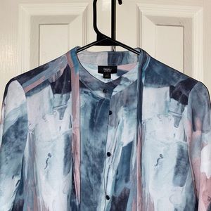 Multicolored Marbeled Long-Sleeve Button Up - Size Small